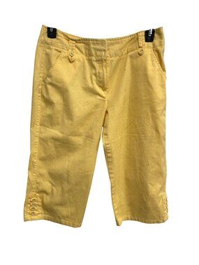 Larry Levine Yellow Stretch Cotton Capri Pants Women's Size 8 Preppy VanillaGirl